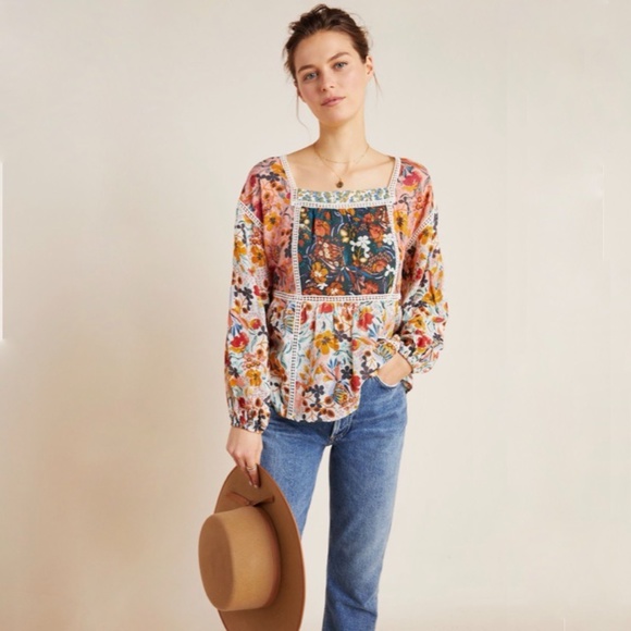 Anthropologie Tops - Anthropologie Maeve Nikki Peasant Blouse Floral